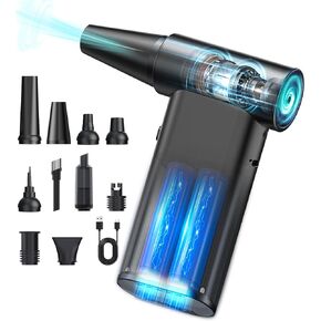 AD57 AD57 AIR AIR DUSTER ، 130000 دورة في الدقيقة داكنة هواء مضغوط قوي مع تصميم الألومنيوم ، منفاخ هواء بدون فرش قابلة للشحن للكمبيوتر ولوحة المفاتيح وتنظيف السيارات ، يحل محل علب الهواء المضغوطة