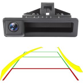 AHD 720p Car Rear View Camera Trunk Handle with Fish Eye Lens Night Vision Backup Parking Camera for BMW X3 F10 F11 F07 F25 F26 F30 F34 with Dynamic Intelligent Trajectory