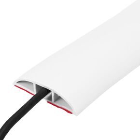 MECCANIXITY Floor Cord Cover 4ft, Extension Cord Hider for Floor Cable Management Wire Covers Protector Prevent Cable Trips 0.47" W x 0.24" H, Beige