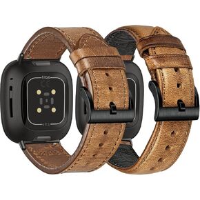 Soft Horween Leather Watch Band Compatible with Fitbit Versa 3 / Versa 4 / Fitbit Sense/Sense 2 for Men.