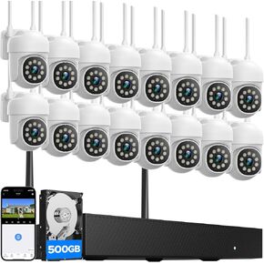 الكاميرات اللاسلكية Camcamp للأمن المنزلي ، 2K 360 ° View Pan/Tilt WiFi Camera Outdoor Security Camera ، Tuto Human Tracking ، 3 Visions Night ، Talk Talk ، Easy Rostm