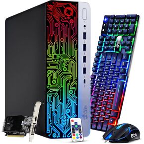 BTO Gaming Desktop Computer RGB PC, Intel Core i5, 32GB DDR4 Ram, New 256GB SSD + 2TB Hard Drive, HDMI, RGB Keyboard and Mouse, Type C Port, NVIDIA GeForce GTX-1050 Ti, Windows 10 Pro (Renewed)