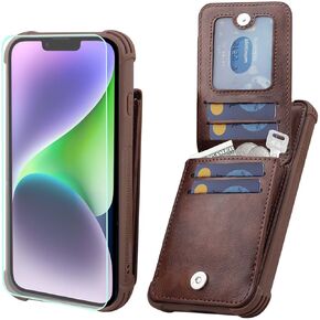 VANAVAGY Wallet Case Compatible for iPhone 14 Pro for Women and Men,Leather Magnetic Clasp Flip Folio Phone Cover with Credit Card Holder and Coin Pocket,Clove Purple
