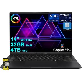 ASUS Vivobook S 14 Laptop For Designer Creator Business Professional 14" WUXGA OLED (100% DCI-P3, 400nits) Intel 8-core Ultra 7 258V (>Ultra 9 185H) 32GB DDR5 1TB SSD Win11Pro ICP Hub w/AI Copilot+ PC
