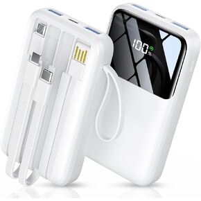 Power Bank, 15000mAh Portable Charger with Built in Cable, 22.5W Fast Charging, 6 Outputs, Slim Travel Essential Battery Pack with LED Display, Compatible with iPhone 16/15/14/13, Samsung, iPad, etc