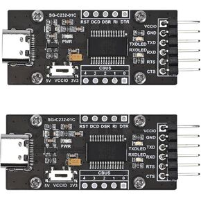 FT232RL USB-C to Serial Converter - USB 2.0 Type-C Adapter with Driver-Free Plug & Play, TTL 3.3V/5V Switch, Compatible with Windows/Linux/Mac OS (CTS/RTS Flow Control)-2pcs