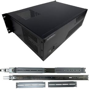 3U Server Chassis w/Rackmount Sliding Rails - Compact 12" Deep 19" Rackmount ATX Motherboard Computer Case (Back or Front Rack Mount) 4 Bays and 4X Full Expansion Slots - TP1833 + TP1822