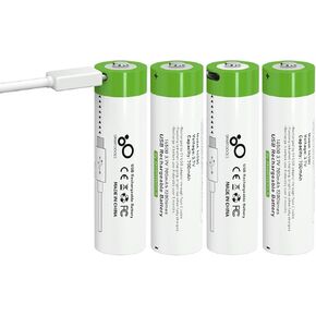 14500 Battery USB Type-C Rechargeable Li-lon 3.7v 14500 Rechargeable Battery 700mah for Flashlights (2pack 1010LM)