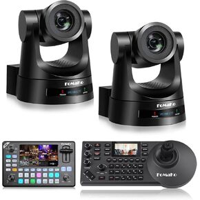 FoMaKo PTZ Camera, AI Auto Tracking, 20x Optical Zoom HDMI PTZ Camera (2pcs) +KC602 Video Mixer Switcher+ KC608 Pro PTZ Controller (BH202 + KC602)