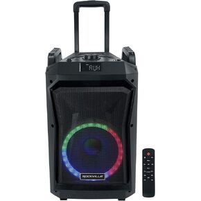 Rockville ROCKNGO 800 800W 10" Portable Bluetooth Speaker, LED Lights, Wheels, Mic Priority, Perfect for Parties and Outdoor Events