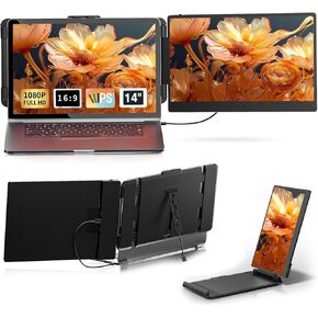 Laptop Screen Extender 14" Portable Monitor FHD 1080P IPS Laptop Monitor Extender for 13-17" Laptops, with USB-C/HDMI Port, for Windows/Mac/Android/Switch/PS5-S1