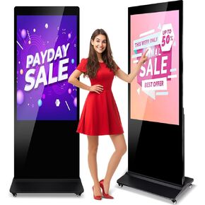 43" Digital Signage Display Kiosk 1080P Touch Screen Kiosks Interactive Floor Standing Full HD IPS LCD Screen Commercial Totem with Android 11 System Interactive Advertising Media Player