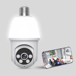 Light Bulb Security Camera Wireless Outdoor, 1080P WiFi Surveillance Cam, Indoor Home Cameras with 2-Way Audio, AI Human Detection, Color Night Vision, Cloud Storage, Live View