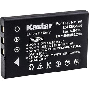 استبدال بطارية Kastar ل Fujifilm NP-60 ، Kodak Klic-5000 ، SAM SLB-1137 ، Olympus LI-20B و FUJIFILM Finepix 50i ، 601 ، F401 ، F410 ، F601 ، M603 ، Kodak Easyshare DX6490 ، DX7440