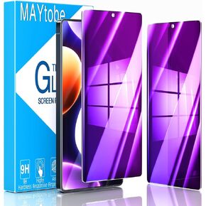 MAYtobe [2-Pack Privacy Screen Protector Designed for Samsung Galaxy S25 Ultra Anti-Blue Light Tempered Glass, Purple Anti-Spy, Eye Protection, Colorful Gradient