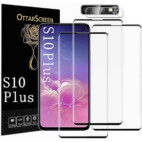Galaxy S10 Plus Screen Protector, Tempered Glass Screen Protector【3+1 Pack 】 1 Pack Camera Lens Protector, 9H Hardness Tempered Glass Screen Protector for Samsung Galaxy S10+ Plus