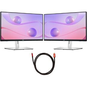 Dell DELL-P2424HT 24 inch Full HD 60Hz 16:9 5ms IPS Touch USB-C Hub Monitor Black 2 Pack Bundle with Deco Gear 6FT Universal 4K HDMI 2.0 Cable with 28AWG Pure Copper Conductors