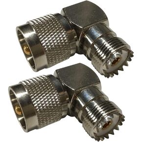 UHF PL259 Male to PL259 Female Right Angle 90 Degree Adapter UHF Male Female Connector (2 Pack)