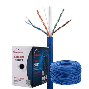 500ft White Cat6 CMR Riser Ethernet Cable with 550MHz Bandwidth, Solid Bare Copper Conductor, PoE++ Support (4PPoE), Unshielded Twisted Pair (UTP) (White, 500ft)