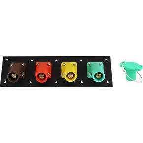 4 Position CAM Lock Panel, 400 Amp, 3 Phase 480V, Male, 45°, Threaded Post Connections with NEMA 3R Cap and Lanyard Covers, Series 16 CAM Connectors, Power Distribution Panel