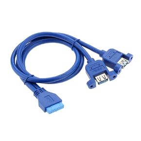 Blue 0.5m USB 3.0 Motherboard 20pin to USB3.0 Ports A Female Connector Cable Cord 50cm with Screw Mount TY>pe 20CM 50CM(0.5M)