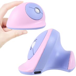 Mini Ergonomic Mouse for Small Hands,Dual-Mode Wireless Bluetooth Vertical Mouse - Rechargeable, Silent, Multi-Device Connection, Ideal for Laptops and Desktops(Purple)