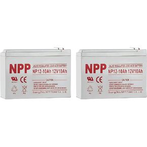 NPP NP12-10Ah(F2, 2 Pcs) 12V 10Ah Rechargeable SLA Scooter Battery With F2 Style Terminals for Pride Mobility GoGo Scooter, BP12-12, Neuton Mowers CE5 UB12100-S, Security Systems