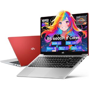 NIMO 15.6 FHD-Business-Gaming-Laptop, 6-Cores 660M GPU, AMD Ryzen 5 6600H 32GB DDR5 1TB SSD (Beat i7-1165G7, Up to 4.5GHz) IPS Laptop Computer with 100W Type C Fingerprint Backlit Keyboard Win 11