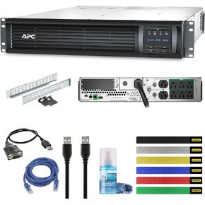 APC 2200VA Smart UPS with SmartConnect, SMT2200RM2UC Rack Mount UPS Battery Backup, Sinewave, AVR, 120V, Line Interactive Uninterruptible Power Supply with Ethernet Cable, Wire Ties & Cleaning Kit