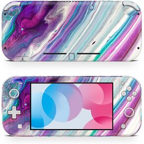 ZOOMHITSKINS Switch Lite Accessories, Compatible for Switch Lite Skin Glitter, Purple Granit Opal Texture Quartz Marble White Glossy Aqua, 3M Vinyl, Durable & Fit, Easy to Install, USA Made