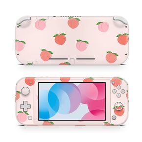 ZOOMHITSKINS Pink Switch Lite Accessories, Compatible for Nintendo Switch Lite Pink Skin Glitter, Peaches Fruits Village Salmon Pink Tree Pastel Momo Kawaii Anime, 3M Vinyl, Durable & Fit, USA Made