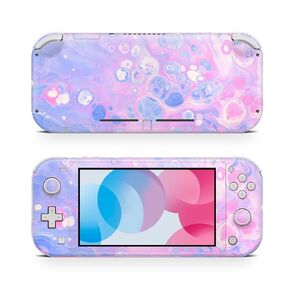 ZOOMHITSKINS Pink Switch Lite Accessories, Compatible for Nintendo Switch Lite Pink Skin Glitter, Liquid Opal Mauve Pink Gloss Rossy Pale Bulle Art Graphic Abstract, 3M Vinyl, Durable & Fit, USA Made