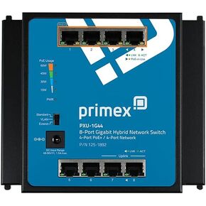 Primex PXU-1G44 8-Port Gigabit Hybrid Network Switch w/ 4-Port PoE+ / 4-Port Network (125-1892)