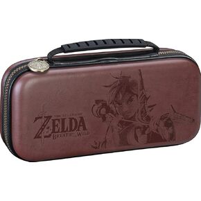 Nintendo Switch Deluxe Zelda Link Case - حالة صعبة متميزة مصنوعة من جلود سرج Koskin منقوشة مع Zelda Breath of the Wild Art 2 Game Cases
