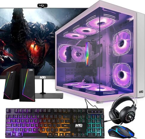 MTG Khuno Gaming Tower PC- Intel Core I7 4th Gen ، RTX 3060 12GB 192 بت ، 16 جيجابايت RGB ARGB RAM ، 2TB NVME ، 4TB HDD ، 27 بوصة 165Hz Gaming Monter in Kuwait