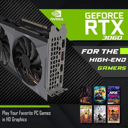 MTG Khuno Gaming Tower PC- Intel Core I7 4th Gen ، RTX 3060 12GB 192 بت ، 16 جيجابايت RGB ARGB RAM ، 2TB NVME ، 4TB HDD ، 27 بوصة 165Hz Gaming Monter in Kuwait