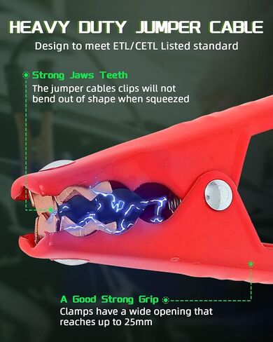 SCITOO 4 PCS Jumper Cable Clamps 1100A Heavy Duty Insulated Parrot Clips Jumper Cables Boost Clamp, Battery Charger Clamps Replacement for Car Auto Vehicle Boat Red & Black, ETL/CETL Listed in Saudi Arabia
