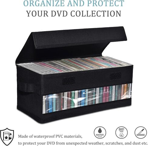 CCidea CD/DVD Storage Boxes - Pack of 2 CD Cases - 14" x 5.9" x 5.3" Disc Holders with Lids & Visual Window, Holds Up to 32 CDs in full jewel cases, 65 CDs in slim cases, and 180 discs in CD sleeves in Kuwait