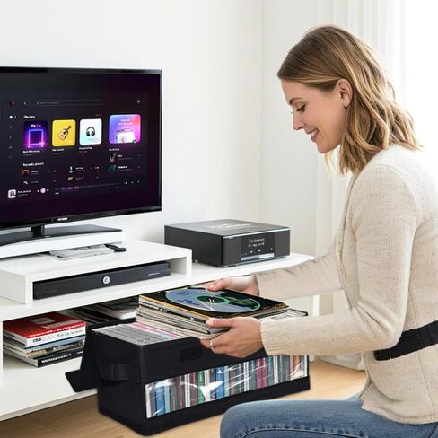 CCidea CD/DVD Storage Boxes - Pack of 2 CD Cases - 14" x 5.9" x 5.3" Disc Holders with Lids & Visual Window, Holds Up to 32 CDs in full jewel cases, 65 CDs in slim cases, and 180 discs in CD sleeves in Kuwait