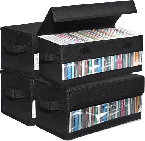 CCidea CD/DVD Storage Boxes - Pack of 2 CD Cases - 14" x 5.9" x 5.3" Disc Holders with Lids & Visual Window, Holds Up to 32 CDs in full jewel cases, 65 CDs in slim cases, and 180 discs in CD sleeves in Kuwait