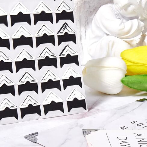 GorgeCraft 10 Sheets 240pcs كلاسيكي لورقة الورق الملصقات ذاتية اللصق ملصقات زاوية تصاعد زوايا التثبيت الجدار ملحقات الألبوم DIY للاصطدامات المجردة المجلة الشخصية (White) in Kuwait