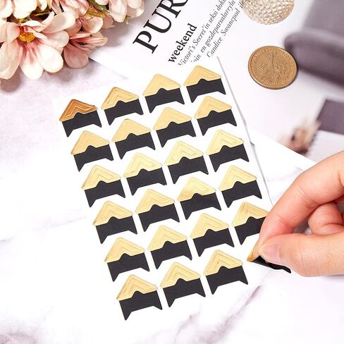GORGECRAFT 10 Sheets 240Pcs Classic Self-Adhesive Paper Photo Corner Stickers Picture Mounting Corners Wall Decoration Sticker DIY Album Accessories for Scrapbooking Personal Journal Notebook (White) in Saudi Arabia