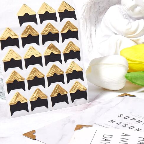 GORGECRAFT 10 Sheets 240Pcs Classic Self-Adhesive Paper Photo Corner Stickers Picture Mounting Corners Wall Decoration Sticker DIY Album Accessories for Scrapbooking Personal Journal Notebook (White) in Saudi Arabia