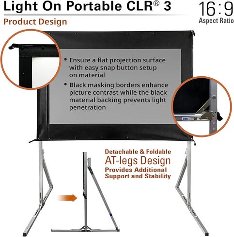 شاشات النخبة 55 بوصة شاشة عرض محمولة مع ارتفاع ثلاثي الأبعاد قابلة للتعديل 16: 9 ك 4K ALD شاشة عرض فائقة الرمي القصيرة للفيلم الشاشة المنزلية - الضوء على CLR 3 TT55V -Clr3 in Kuwait