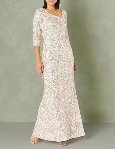 Alex Evenings Women's Long Sequin Dresses with ¾ Sleeves in Saudi Arabia