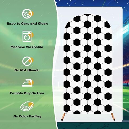 3 Pcs Soccer Theme Arch Stand Cover Spandex Fitted Round Top Arch Backdrop Soccer Theme Birthday Party Decoration for Wedding Birthday Party Photography Banquet Anniversary 4ft 5ft 6ft(Black) in Saudi Arabia