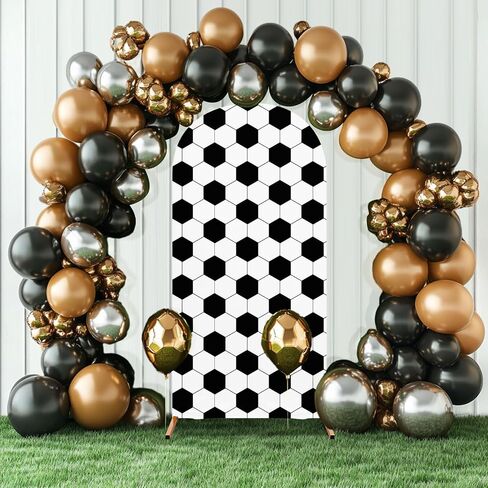 3 Pcs Soccer Theme Arch Stand Cover Spandex Fitted Round Top Arch Backdrop Soccer Theme Birthday Party Decoration for Wedding Birthday Party Photography Banquet Anniversary 4ft 5ft 6ft(Black) in Saudi Arabia