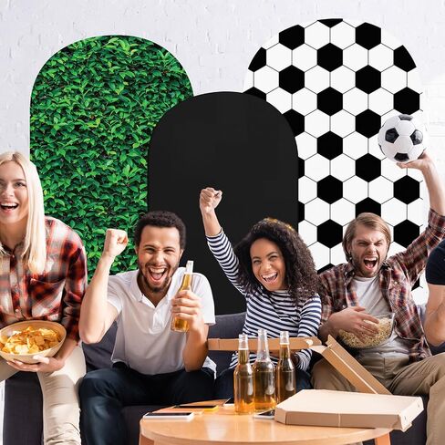 3 Pcs Soccer Theme Arch Stand Cover Spandex Fitted Round Top Arch Backdrop Soccer Theme Birthday Party Decoration for Wedding Birthday Party Photography Banquet Anniversary 4ft 5ft 6ft(Black) in Saudi Arabia