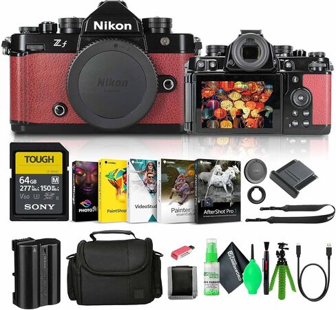 Nikon Zf with 24.5MP Sensor and 4K Video Recording Mirrorless Camera (1761) + 64GB Memory Card + Bag + Card Reader + Corel Photo Software + Flex Tripod + Memory Wallet + Cleaning Kit + Cap Keeper in Saudi Arabia