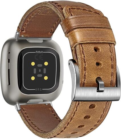 ناعمة هوران من الجلد ساعة ساعة متوافقة مع Fitbit بالعكس 3 / بالعكس 4 / Fitbit Sense / Sense 2 للرجال. in Kuwait